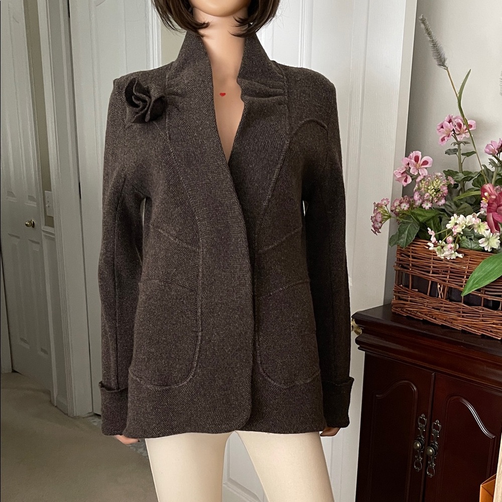 NWT Vintage Italian LO RI  Brown Knit Sweater Blazer Made in Italy